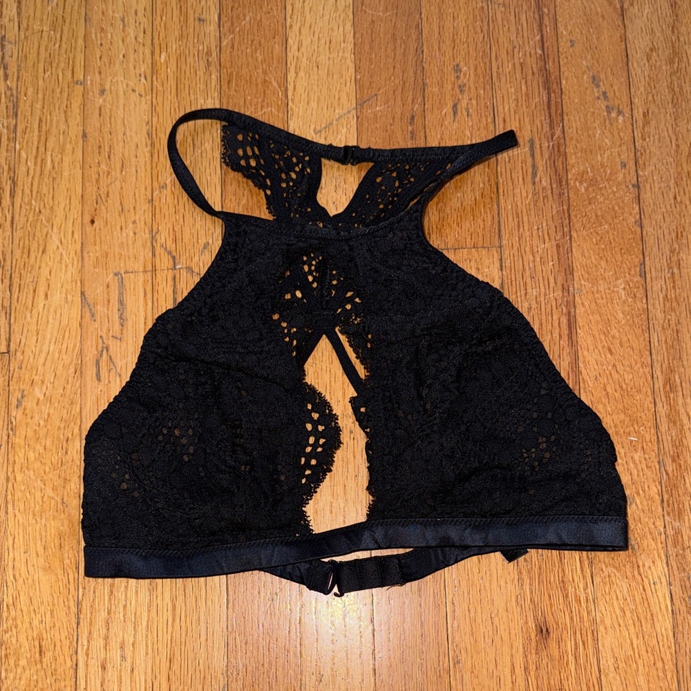 Victoria's Secret Black Lace High-Neck Bralette